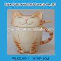 Funny cat shaped ceramic cup with spoon in high quality